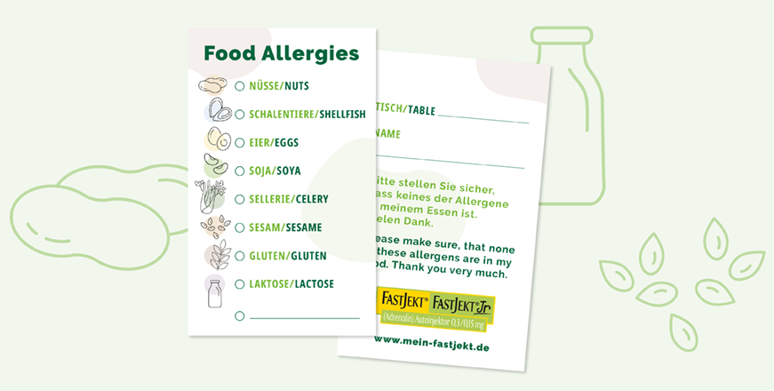Nahrungsmittel-Allergiekarten für Ihr Reisegepäck