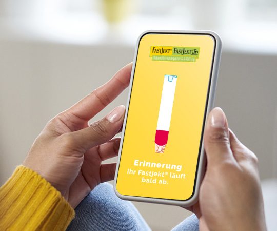 Registrieren Sie Ihren Fastjekt® kostenfrei bei unserem Erinnerungsservice und werden Sie rechtzeitig über das bevorstehende Verfallsdatum Ihres Autoinjektors informiert. 